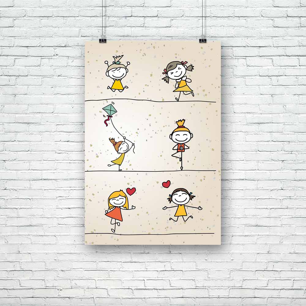 Happy Kids Cartoon Unframed Paper Poster-Paper Posters Unframed-POS_UN-IC 5002647 IC 5002647, Animated Cartoons, Art and Paintings, Baby, Caricature, Cartoons, Children, Digital, Digital Art, Drawing, Education, Graphic, Icons, Illustrations, Kids, Paintings, People, Schools, Universities, happy, cartoon, unframed, paper, poster, action, active, animated, art, boys, chain, cloth, colors, contour, cute, diversity, drawn, eyes, fun, funny, girls, group, hair, hand, hands, healthy, icon, illustration, ink, joy