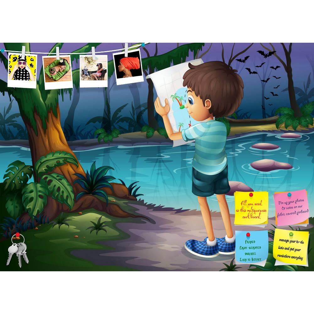 ArtzFolio Boy With A Map Printed Bulletin Board Notice Pin Board Soft Board | Frameless-Bulletin Boards Frameless-AZSAO21426821BLB_FL_L-Image Code 5002659 Vishnu Image Folio Pvt Ltd, IC 5002659, ArtzFolio, Bulletin Boards Frameless, Kids, Digital Art, boy, with, a, map, printed, bulletin, board, notice, pin, soft, frameless, illustration, standing, middle, forest, pin up board, push pin board, extra large cork board, big pin board, notice board, small bulletin board, cork board, wall notice board, giant cor