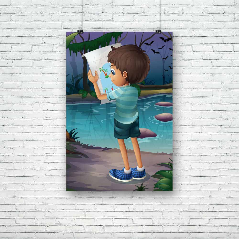 Boy With A Map Unframed Paper Poster-Paper Posters Unframed-POS_UN-IC 5002659 IC 5002659, Animals, Animated Cartoons, Baby, Birds, Caricature, Cartoons, Children, Digital, Digital Art, Drawing, Graphic, Illustrations, Kids, Maps, Nature, Scenic, Wooden, boy, with, a, map, unframed, paper, poster, animal, bats, cartoon, child, daytime, ecosystem, environment, exploration, explore, forest, gentleman, gift, green, group, guide, human, illustration, image, jungle, kid, lake, leaves, little, lost, male, man, nat