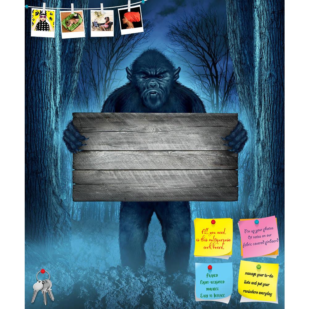 ArtzFolio Monster Holding A Rustic Wood Sign Printed Bulletin Board Notice Pin Board Soft Board | Frameless-Bulletin Boards Frameless-AZSAO21492084BLB_FL_L-Image Code 5002661 Vishnu Image Folio Pvt Ltd, IC 5002661, ArtzFolio, Bulletin Boards Frameless, Animals, Conceptual, Kids, Digital Art, monster, holding, a, rustic, wood, sign, printed, bulletin, board, notice, pin, soft, frameless, blank, old, creepy, halloween, concept, werewolf, lurking, bigfoot, creature, coming, out, dark, scary, background, moon, 