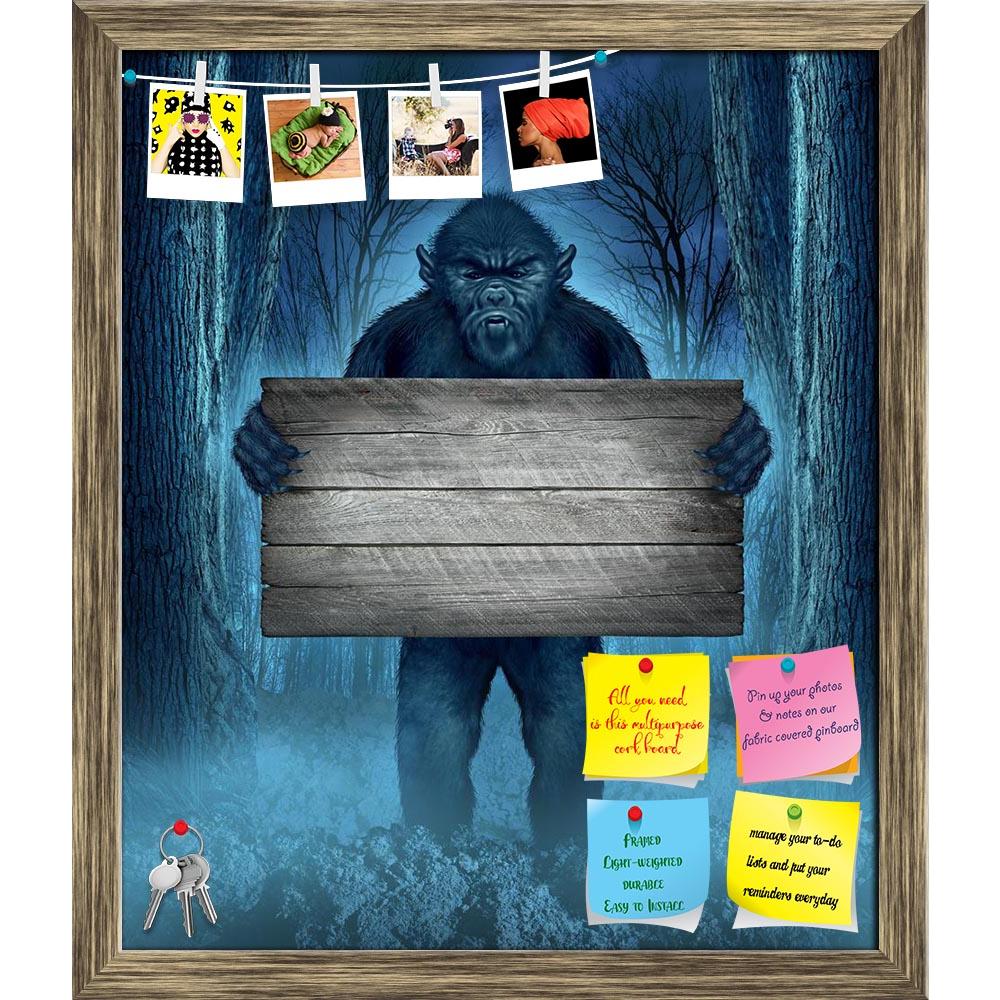 ArtzFolio Monster Holding A Rustic Wood Sign Printed Bulletin Board Notice Pin Board Soft Board | Framed-Bulletin Boards Framed-AZSAO21492084BLB_FR_L-Image Code 5002661 Vishnu Image Folio Pvt Ltd, IC 5002661, ArtzFolio, Bulletin Boards Framed, Animals, Conceptual, Kids, Digital Art, monster, holding, a, rustic, wood, sign, printed, bulletin, board, notice, pin, soft, framed, blank, old, creepy, halloween, concept, werewolf, lurking, bigfoot, creature, coming, out, dark, scary, background, moon, glow, it, ho