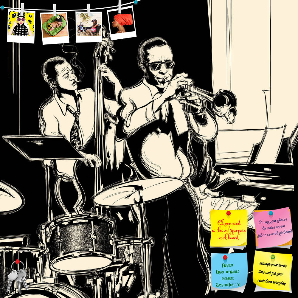 ArtzFolio Jazz Band D3 Printed Bulletin Board Notice Pin Board Soft Board | Frameless-Bulletin Boards Frameless-AZSAO21511545BLB_FL_L-Image Code 5002663 Vishnu Image Folio Pvt Ltd, IC 5002663, ArtzFolio, Bulletin Boards Frameless, Music & Dance, Digital Art, jazz, band, d3, printed, bulletin, board, notice, pin, soft, frameless, double-bass, trumpet, -piano, drum, pin up board, push pin board, extra large cork board, big pin board, notice board, small bulletin board, cork board, wall notice board, giant cor