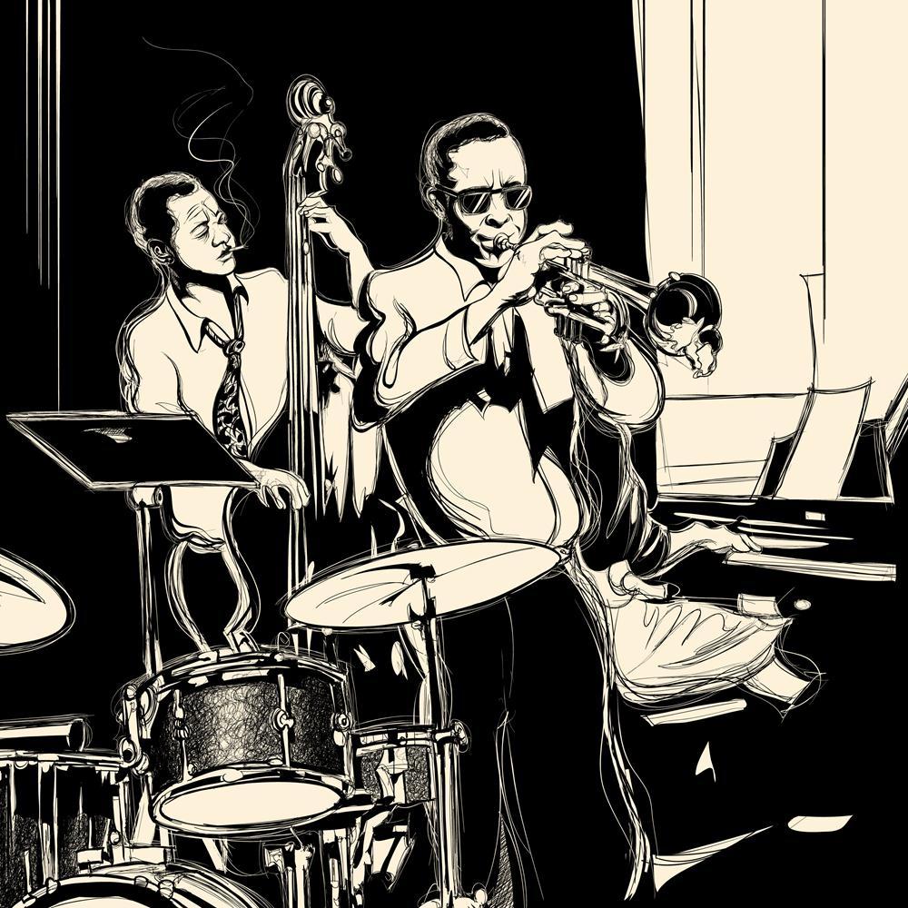 Jazz Band Canvas Painting Synthetic Frame-Paintings MDF Framing-AFF_FR-IC 5002663 IC 5002663, Art and Paintings, Digital, Digital Art, Drawing, Graphic, Illustrations, Music, Music and Dance, Music and Musical Instruments, Musical Instruments, Pets, Signs, Signs and Symbols, jazz, band, canvas, painting, synthetic, frame, drum, musician, drums, pianist, musicians, art, artistic, artwork, bass, bassist, blues, brass, concert, design, event, horn, illustration, instrument, instrumental, male, man, musical, or