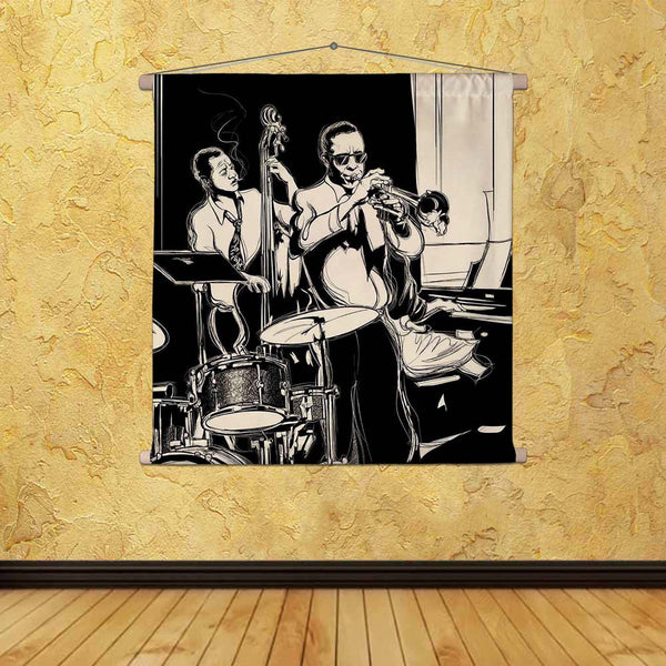 ArtzFolio Jazz Band D3 Fabric Painting Tapestry Scroll Art Hanging-Scroll Art-AZART21511545TAP_L-Image Code 5002663 Vishnu Image Folio Pvt Ltd, IC 5002663, ArtzFolio, Scroll Art, Music & Dance, Digital Art, jazz, band, d3, canvas, fabric, painting, tapestry, scroll, art, hanging, double-bass, trumpet, -piano, drum, tapestries, room tapestry, hanging tapestry, huge tapestry, amazonbasics, tapestry cloth, fabric wall hanging, unique tapestries, wall tapestry, small tapestry, tapestry wall decor, cheap tapestr