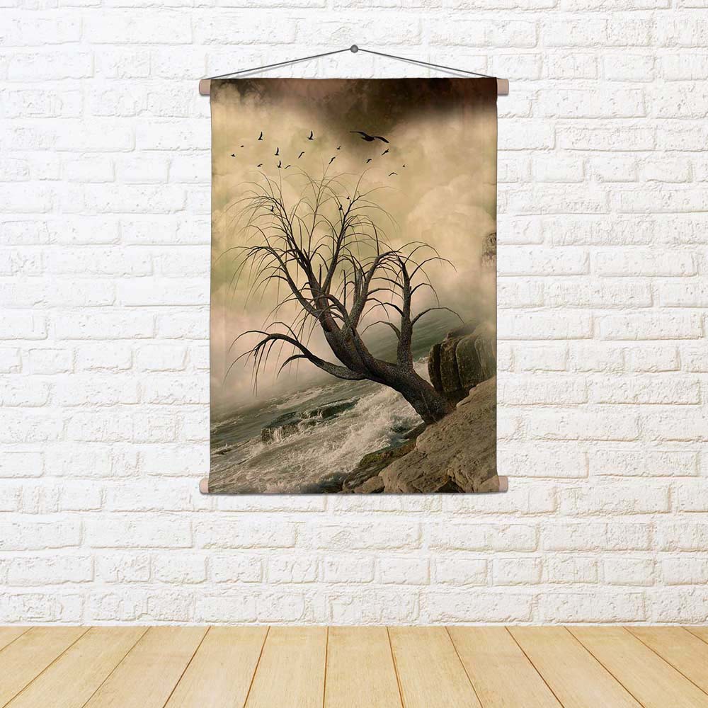 ArtzFolio Lonely Tree In The Ocean With Rocks Fabric Painting Tapestry Scroll Art Hanging-Scroll Art-AZART21533891TAP_L-Image Code 5002668 Vishnu Image Folio Pvt Ltd, IC 5002668, ArtzFolio, Scroll Art, Landscapes, Digital Art, lonely, tree, in, the, ocean, with, rocks, fabric, painting, tapestry, scroll, art, hanging, tapestries, room tapestry, hanging tapestry, huge tapestry, amazonbasics, tapestry cloth, fabric wall hanging, unique tapestries, wall tapestry, small tapestry, tapestry wall decor, cheap tape