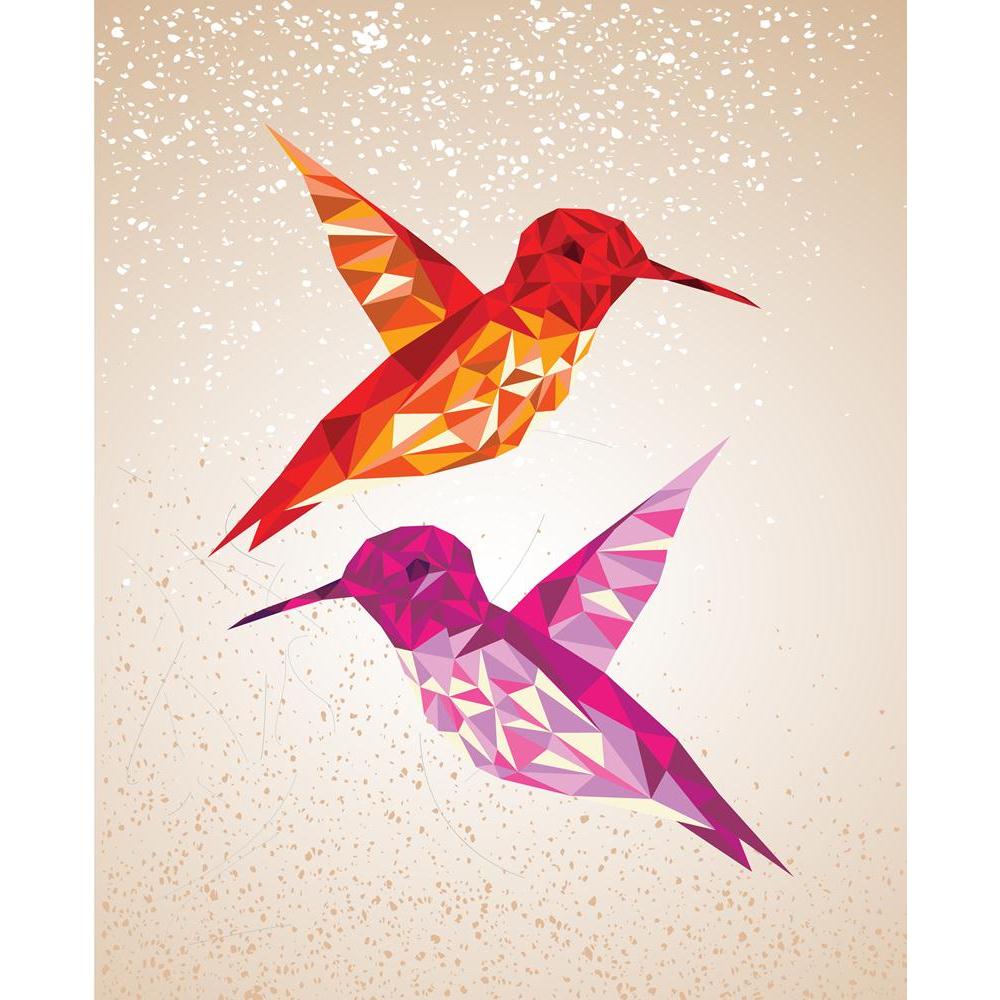 Abstract Humming Birds Triangles Shapes Canvas Painting Synthetic Frame - Paintings MDF Framing - ArtzFolio.com