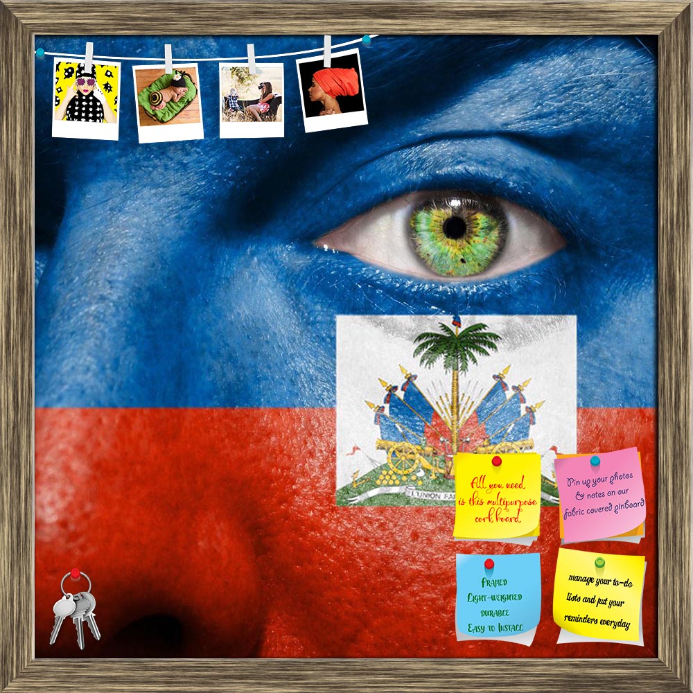 ArtzFolio Haitian Flag Painted On A Face Printed Bulletin Board Notice Pin Board Soft Board | Framed-Bulletin Boards Framed-AZSAO21621716BLB_FR_L-Image Code 5002687 Vishnu Image Folio Pvt Ltd, IC 5002687, ArtzFolio, Bulletin Boards Framed, Places, Portraits, Photography, haitian, flag, painted, on, a, face, printed, bulletin, board, notice, pin, soft, framed, man's, pin up board, push pin board, extra large cork board, big pin board, notice board, small bulletin board, cork board, wall notice board, giant c