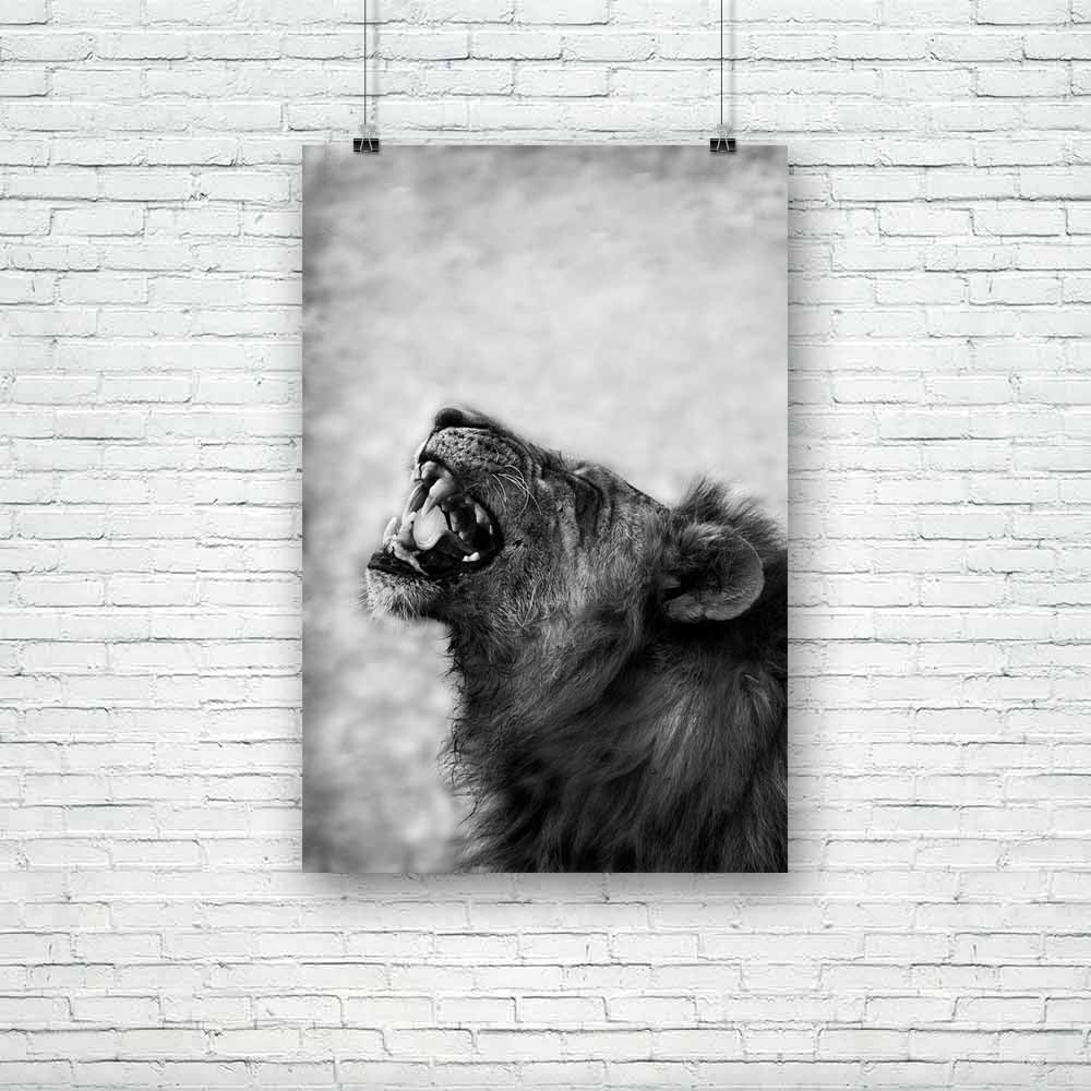 Lion Displaying Teeth Unframed Paper Poster-Paper Posters Unframed-POS_UN-IC 5002701 IC 5002701, African, Animals, Art and Paintings, Black, Black and White, Individuals, Nature, Portraits, Scenic, White, Wildlife, lion, displaying, teeth, unframed, paper, poster, action, africa, aggressive, animal, art, artistic, behavior, big, and, carnivore, cat, dangerous, display, ferocious, fierce, fur, growl, hair, head, hostile, image, leo, male, mane, monochrome, mouth, national, nobody, one, open, panthera, park, 