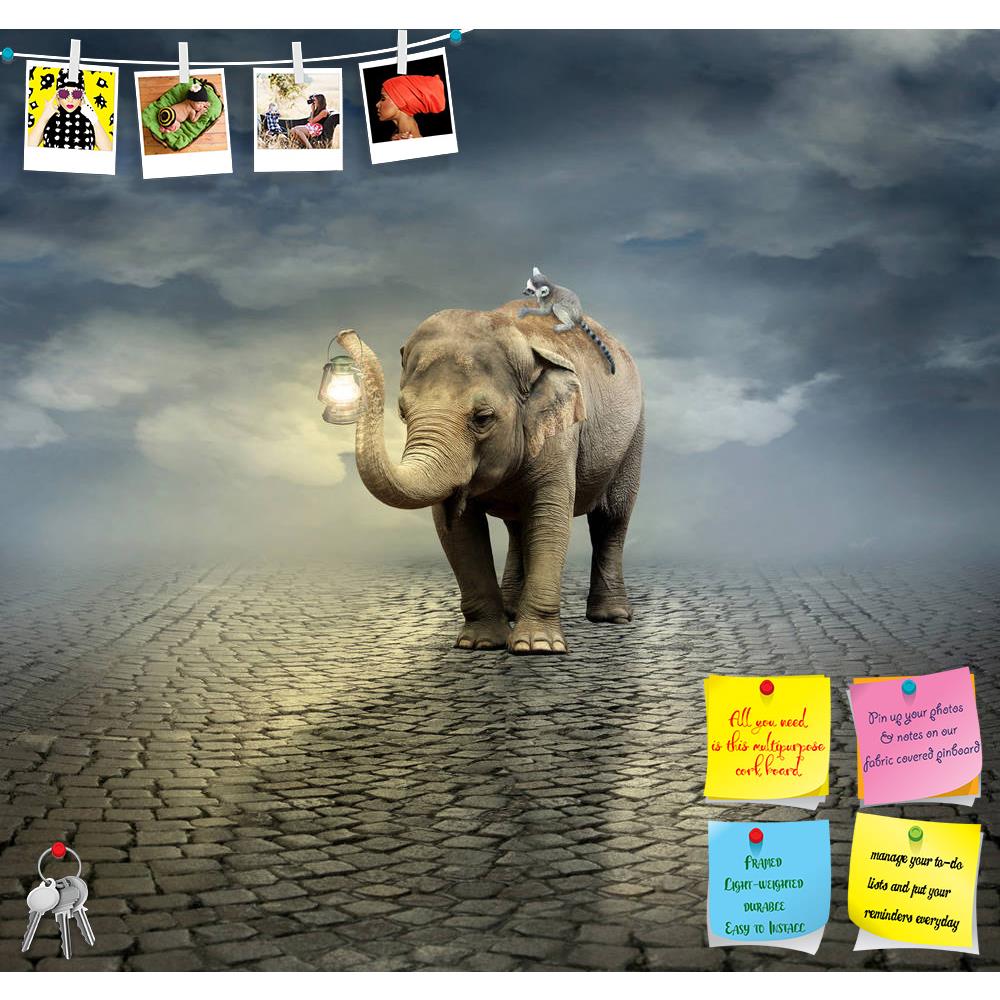 ArtzFolio Elephant Carrying A Lemur & A Lantern Printed Bulletin Board Notice Pin Board Soft Board | Frameless-Bulletin Boards Frameless-AZSAO21892520BLB_FL_L-Image Code 5002731 Vishnu Image Folio Pvt Ltd, IC 5002731, ArtzFolio, Bulletin Boards Frameless, Animals, Conceptual, Kids, Digital Art, elephant, carrying, a, lemur, lantern, printed, bulletin, board, notice, pin, soft, frameless, surreal, artistic, its, back, trunk, pin up board, push pin board, extra large cork board, big pin board, notice board, s
