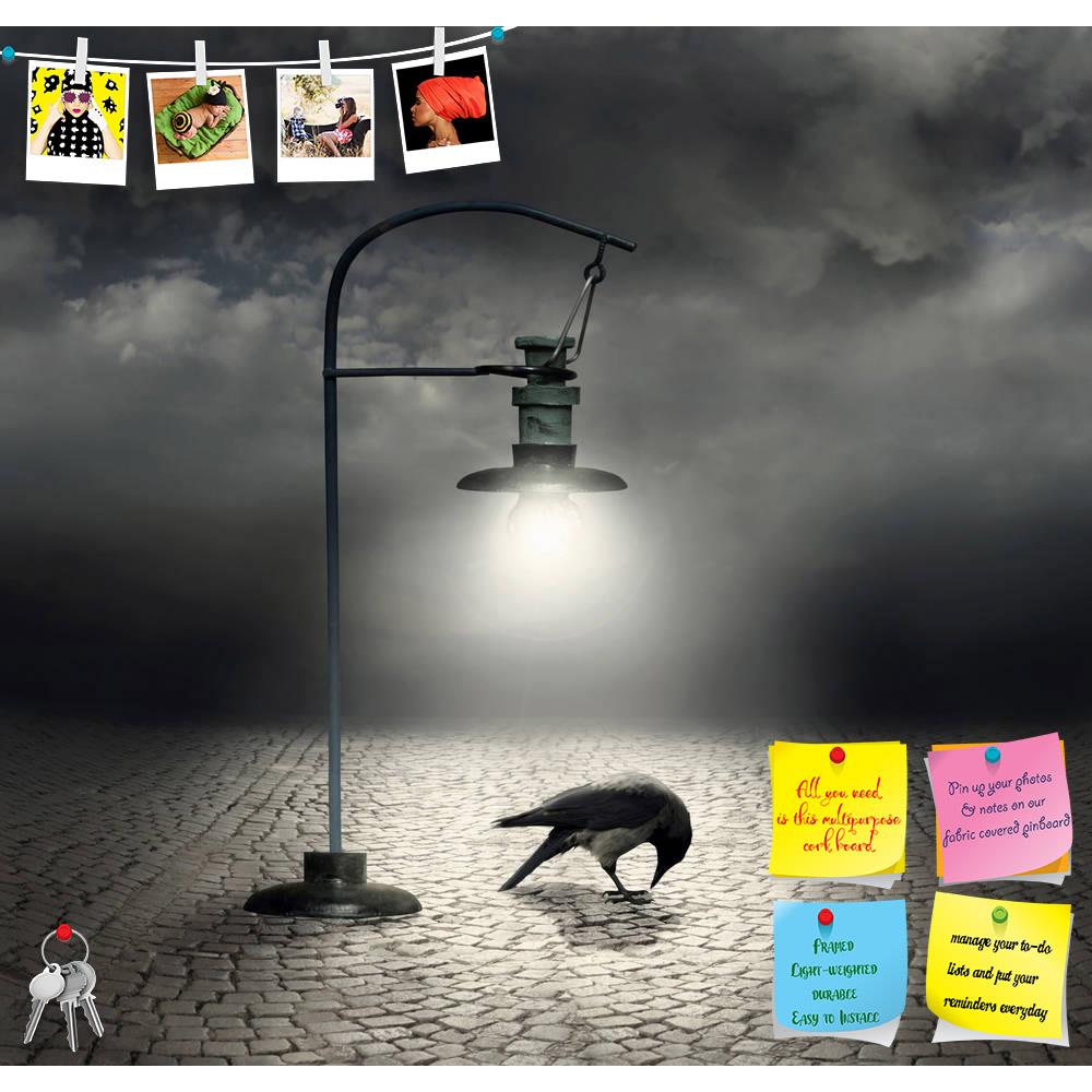 ArtzFolio Streetlight That Illuminates A Crow Printed Bulletin Board Notice Pin Board Soft Board | Frameless-Bulletin Boards Frameless-AZSAO21892527BLB_FL_L-Image Code 5002732 Vishnu Image Folio Pvt Ltd, IC 5002732, ArtzFolio, Bulletin Boards Frameless, Birds, Conceptual, Kids, Digital Art, streetlight, that, illuminates, a, crow, printed, bulletin, board, notice, pin, soft, frameless, beautiful, artistic, image, cobblestones, dark, cloudy, sky, background, pin up board, push pin board, extra large cork boa
