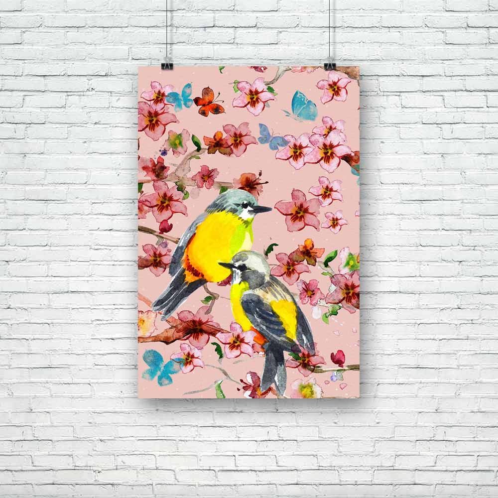 Birds & Flowers D1 Unframed Paper Poster-Paper Posters Unframed-POS_UN-IC 5002759 IC 5002759, Abstract Expressionism, Abstracts, Ancient, Animals, Art and Paintings, Birds, Botanical, Chinese, Decorative, Digital, Digital Art, Drawing, Floral, Flowers, Graphic, Historical, Illustrations, Medieval, Nature, Paintings, Patterns, Scenic, Semi Abstract, Signs, Signs and Symbols, Vintage, Watercolour, Wildlife, d1, unframed, paper, poster, abstract, animal, art, background, beautiful, beauty, bird, blossom, branc