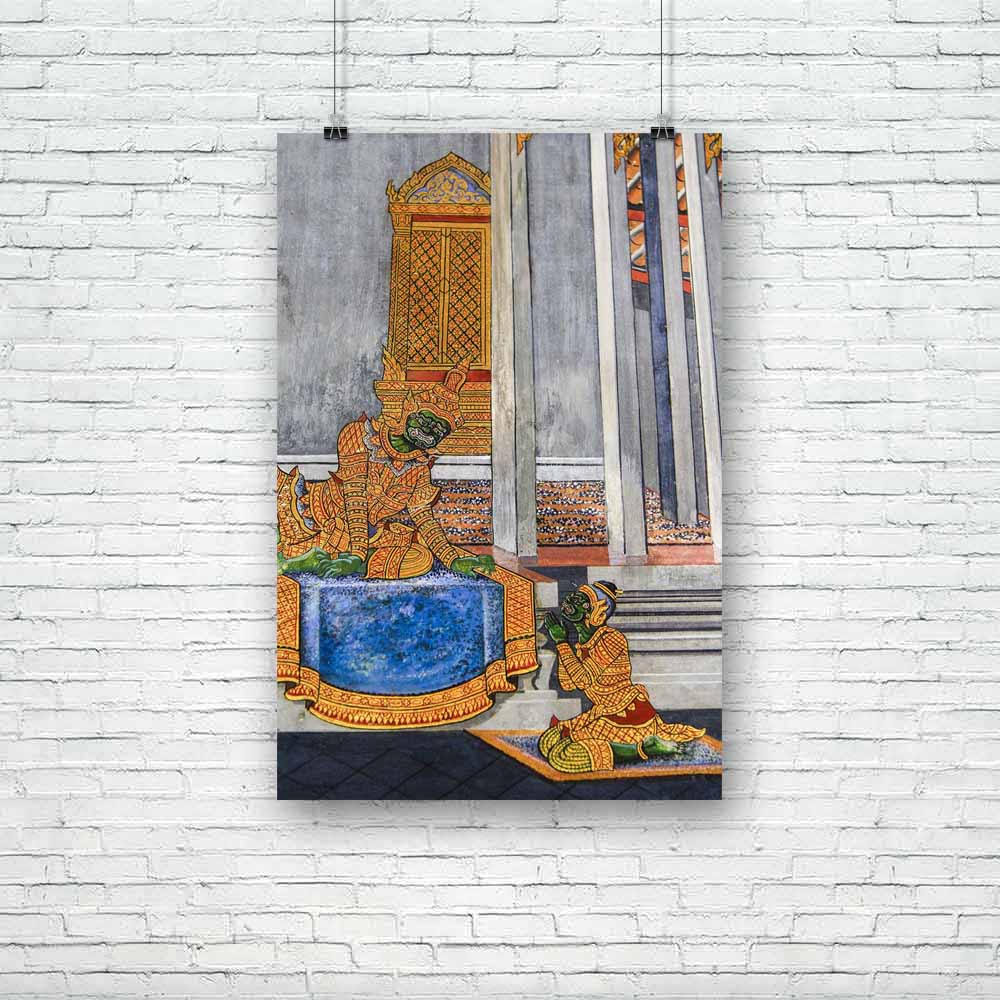Thai Temple Wall Art Unframed Paper Poster-Paper Posters Unframed-POS_UN-IC 5002765 IC 5002765, Ancient, Art and Paintings, Asian, Buddhism, Culture, Drawing, Ethnic, God Buddha, Historical, Medieval, Paintings, Religion, Religious, Traditional, Tribal, Vintage, World Culture, thai, temple, wall, art, unframed, paper, poster, antique, asia, background, bangkok, beautiful, buddha, buddhist, color, craft, decor, decoration, draw, fairy, god, gold, grand, imagine, legend, masterpiece, monkey, myth, old, orient
