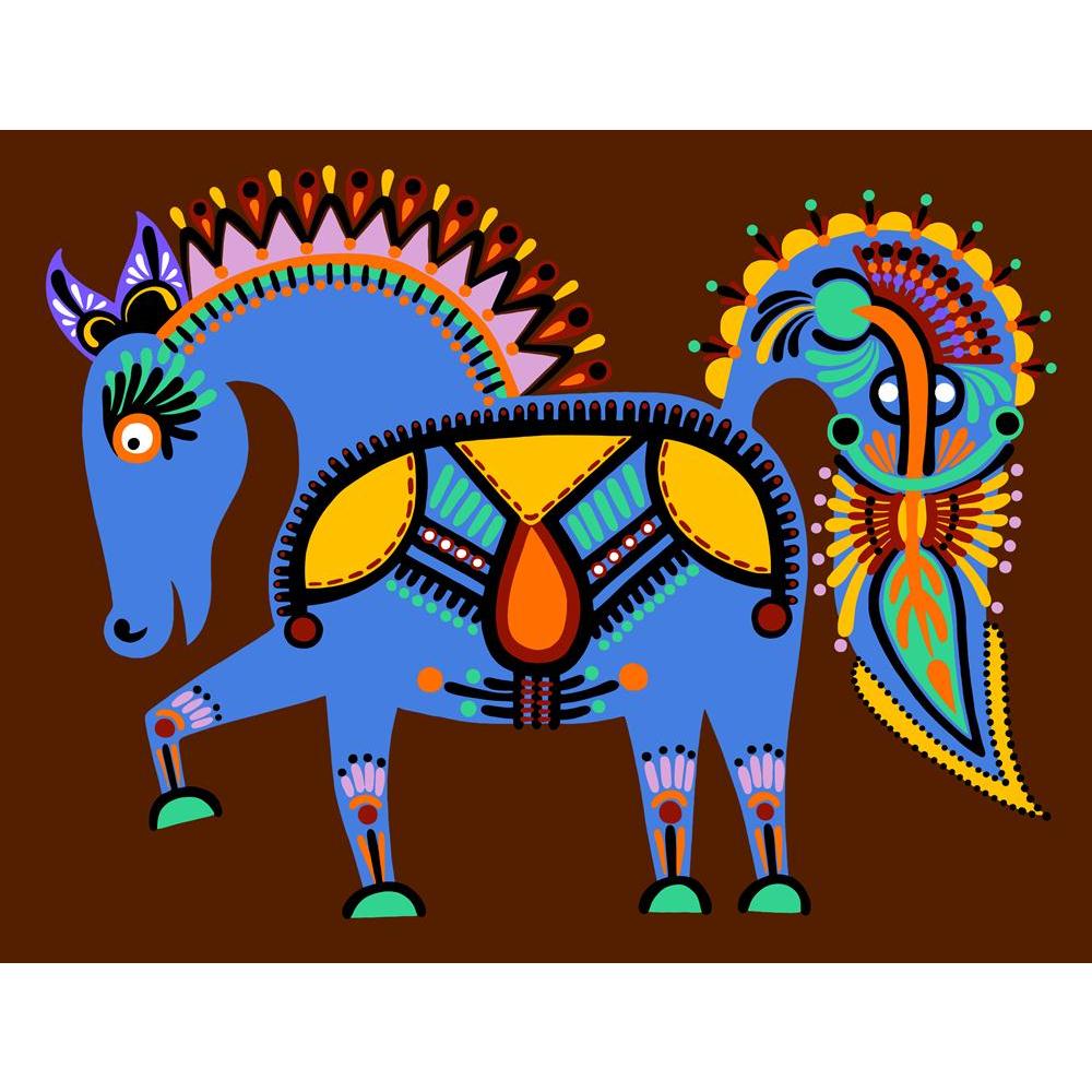 Ukrainian Tribal Ethnic Artwork Unusual Horse Canvas Painting Synthetic Frame-Paintings MDF Framing-AFF_FR-IC 5002766 IC 5002766, Abstract Expressionism, Abstracts, Ancient, Animals, Animated Cartoons, Art and Paintings, Caricature, Cartoons, Culture, Digital, Digital Art, Drawing, Ethnic, Folk Art, Graphic, Hand Drawn, Historical, Illustrations, Medieval, Patterns, Retro, Semi Abstract, Signs, Signs and Symbols, Symbols, Traditional, Tribal, Vintage, World Culture, ukrainian, artwork, unusual, horse, canva