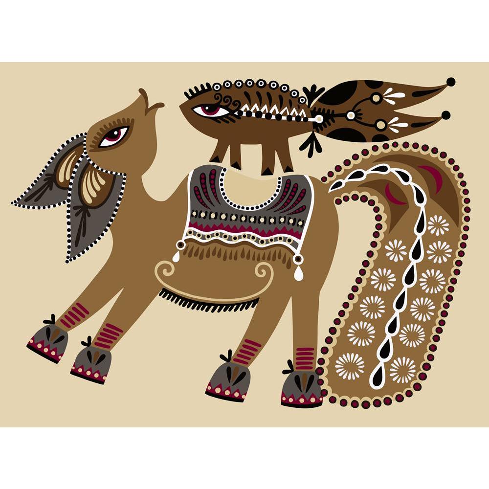 Ukrainian Tribal Ethnic Artwork Unusual Horse Canvas Painting Synthetic Frame-Paintings MDF Framing-AFF_FR-IC 5002769 IC 5002769, Abstract Expressionism, Abstracts, Ancient, Animals, Animated Cartoons, Art and Paintings, Botanical, Caricature, Cartoons, Comics, Culture, Digital, Digital Art, Drawing, Ethnic, Floral, Flowers, Folk Art, Graphic, Hand Drawn, Historical, Illustrations, Medieval, Nature, Paintings, Patterns, Retro, Semi Abstract, Signs, Signs and Symbols, Traditional, Tribal, Vintage, World Cult