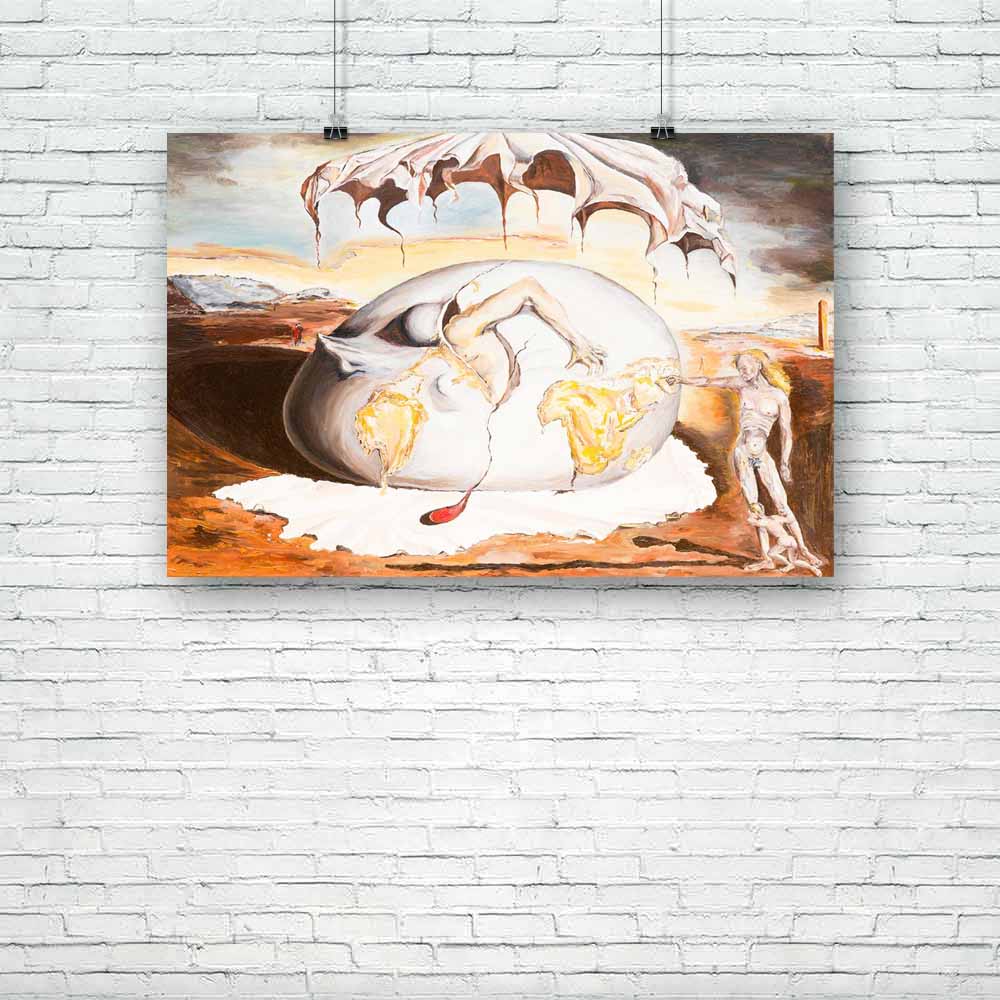 Replica Of Famous Artwork Made By Salvador Dali D2 Unframed Paper Poster-Paper Posters Unframed-POS_UN-IC 5002836 IC 5002836, Art and Paintings, Culture, Decorative, Ethnic, Illustrations, Paintings, Realism, Signs, Signs and Symbols, Surrealism, Traditional, Tribal, World Culture, replica, of, famous, artwork, made, by, salvador, dali, d2, unframed, paper, poster, art, artistic, beauty, birth, blood, breaking, canvas, child, colorful, colors, concept, cracked, creative, design, doodle, dream, egg, emerging