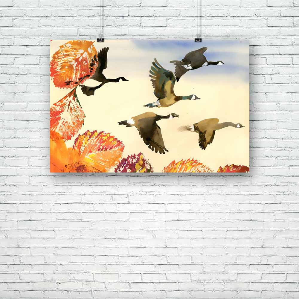 Birds Flying Unframed Paper Poster-Paper Posters Unframed-POS_UN-IC 5002870 IC 5002870, Art and Paintings, Birds, Drawing, Paintings, flying, unframed, paper, poster, art, artist, artistic, autumn, bird, cold, duck, flock, fly, geese, gold, goose, leaf, leaves, orange, paint, red, wild, artzfolio, posters, wall posters, posters for room, posters for room decoration, office poster, door poster, baby poster, motivational posters, posters for room boys, quotes, poster for wall decoration, friends poster, abstr