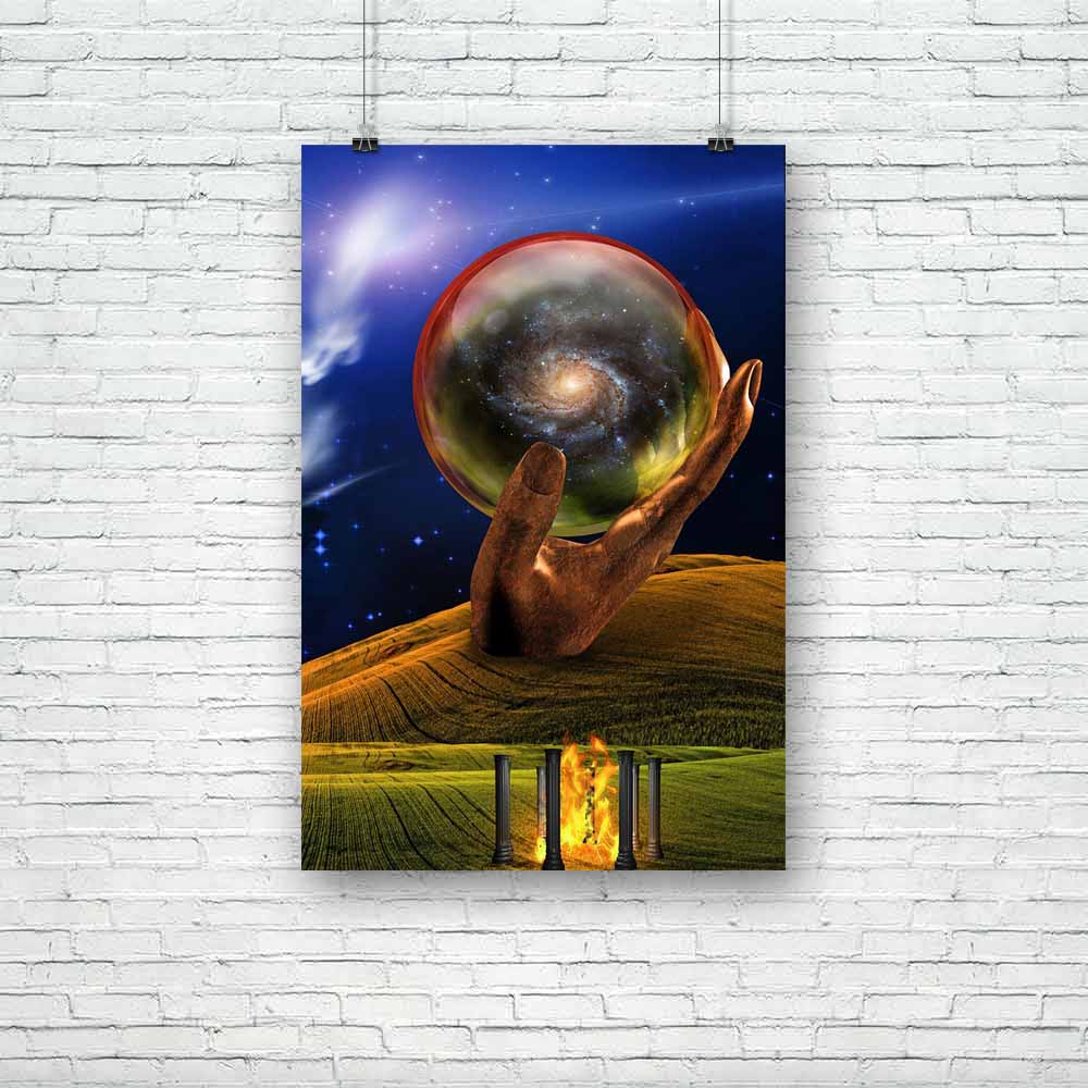 Landscape With Fire Temple & Faces In Clouds Unframed Paper Poster-Paper Posters Unframed-POS_UN-IC 5002875 IC 5002875, Abstract Expressionism, Abstracts, Ancient, Art and Paintings, Astronomy, Cosmology, Fantasy, Historical, Illustrations, Landscapes, Medieval, Nature, People, Scenic, Science Fiction, Semi Abstract, Space, Spiritual, Stars, Sunrises, Sunsets, Surrealism, Vintage, landscape, with, fire, temple, faces, in, clouds, unframed, paper, poster, abstract, art, atmosphere, ball, beautiful, beauty, b