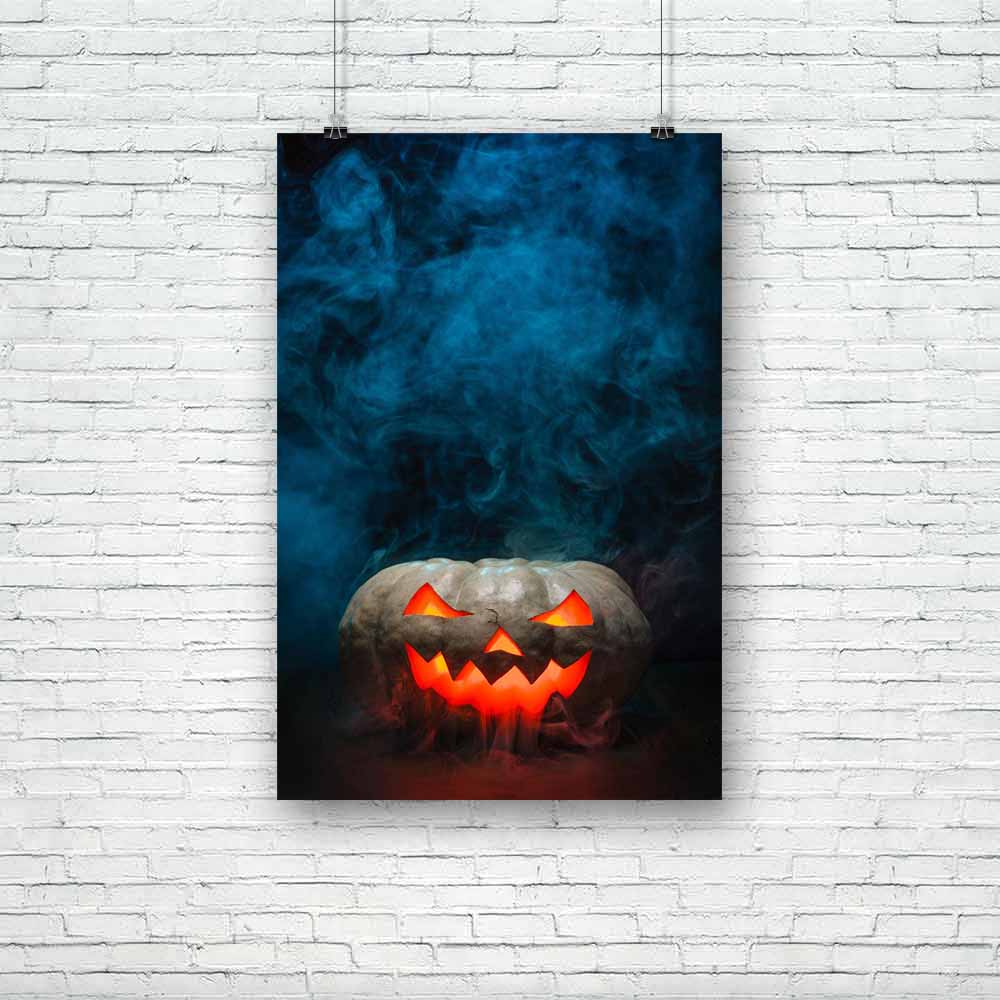 Smoking Halloween Pumpkin Unframed Paper Poster-Paper Posters Unframed-POS_UN-IC 5002878 IC 5002878, Culture, Ethnic, Holidays, Seasons, Space, Traditional, Tribal, World Culture, smoking, halloween, pumpkin, unframed, paper, poster, angry, autumn, carved, copy, copyspace, creepy, dark, dusk, fear, folklore, fright, full, furious, ghost, gloomy, glowing, gourd, grumpy, head, hell, holiday, horizontal, horror, jack, lantern, laugh, light, nightmare, october, ominous, scary, season, sinister, smile, smoke, sp