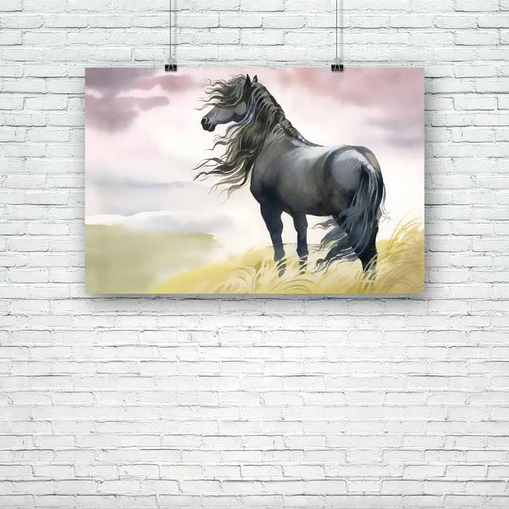 Black Horse In A Field Unframed Paper Poster-Paper Posters Unframed-POS_UN-IC 5002915 IC 5002915, Art and Paintings, Black, Black and White, Botanical, Floral, Flowers, Nature, Scenic, horse, in, a, field, unframed, paper, poster, beast, chestnut, draft, equestrian, equine, farm, flora, force, forward, freedom, grass, gray, grey, herd, hoofed, mammal, motion, power, runner, sky, stallion, start, strong, sun, wind, yellow, young, artzfolio, posters, wall posters, posters for room, posters for room decoration