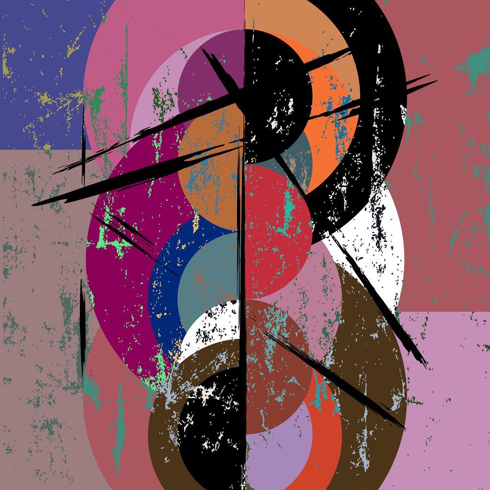 Abstract Vintage Style Circle Canvas Painting Synthetic Frame - Paintings MDF Framing - ArtzFolio.com