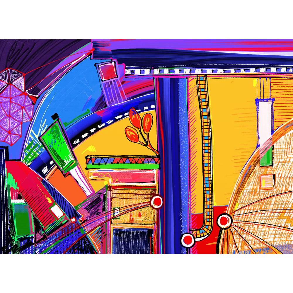 Abstract Artwork Canvas Painting Synthetic Frame - Paintings MDF Framing - ArtzFolio.com