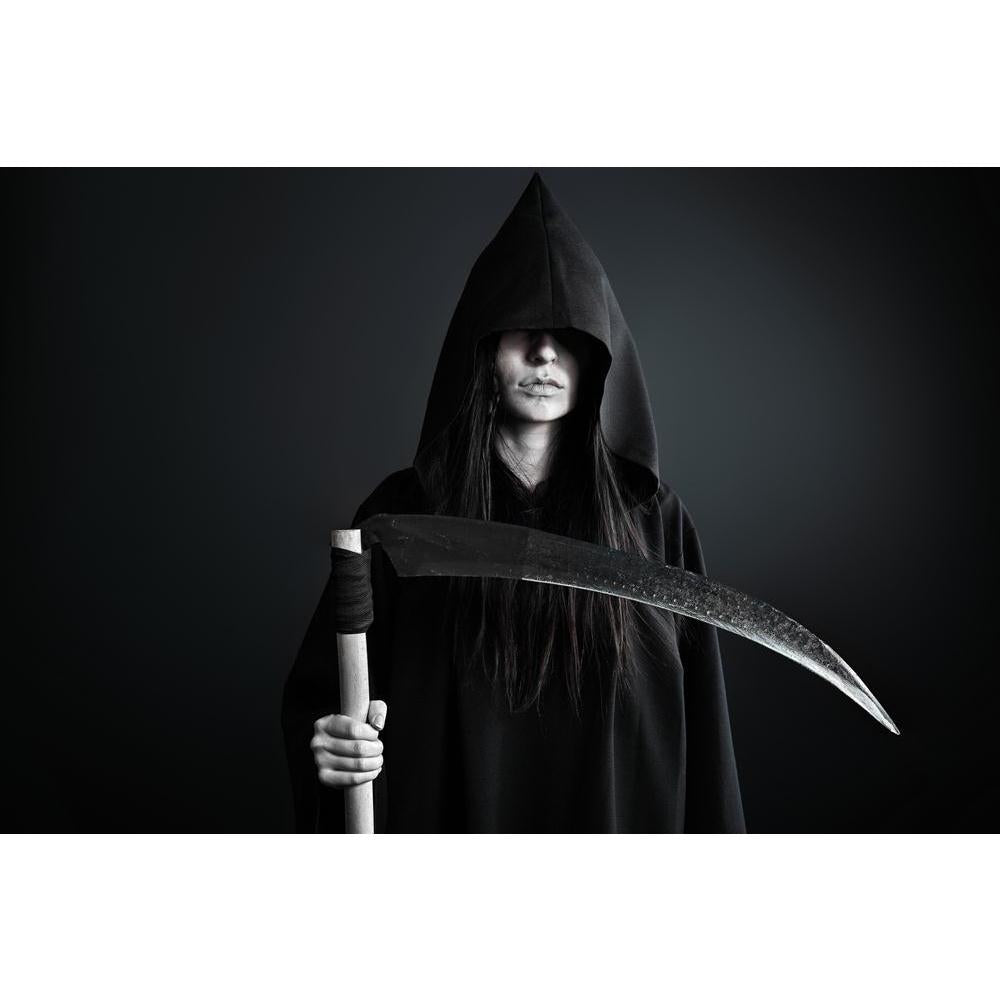 Halloween Horror Canvas Painting Synthetic Frame-Paintings MDF Framing-AFF_FR-IC 5002963 IC 5002963, Adult, Black, Black and White, Fantasy, Gothic, Holidays, People, halloween, horror, canvas, painting, synthetic, frame, blood, bloody, cape, cemetery, clothes, costume, cruel, danger, dangerous, dark, dead, death, demon, devil, dress, evil, eyes, face, fear, female, ghost, girl, gloomy, hell, holiday, indoor, mystery, night, nightmare, person, posing, reaper, robe, satanic, scary, scythe, sharp, terrify, tw