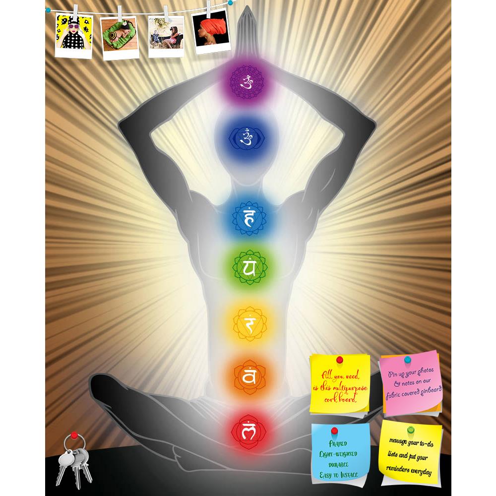 ArtzFolio Yoga Position With The Symbols Of Seven Chakras D1 Printed Bulletin Board Notice Pin Board Soft Board | Frameless-Bulletin Boards Frameless-AZSAO24026030BLB_FL_L-Image Code 5002971 Vishnu Image Folio Pvt Ltd, IC 5002971, ArtzFolio, Bulletin Boards Frameless, Religious, Traditional, Digital Art, yoga, position, with, the, symbols, of, seven, chakras, d1, printed, bulletin, board, notice, pin, soft, frameless, man, silhouette, pin up board, push pin board, extra large cork board, big pin board, noti