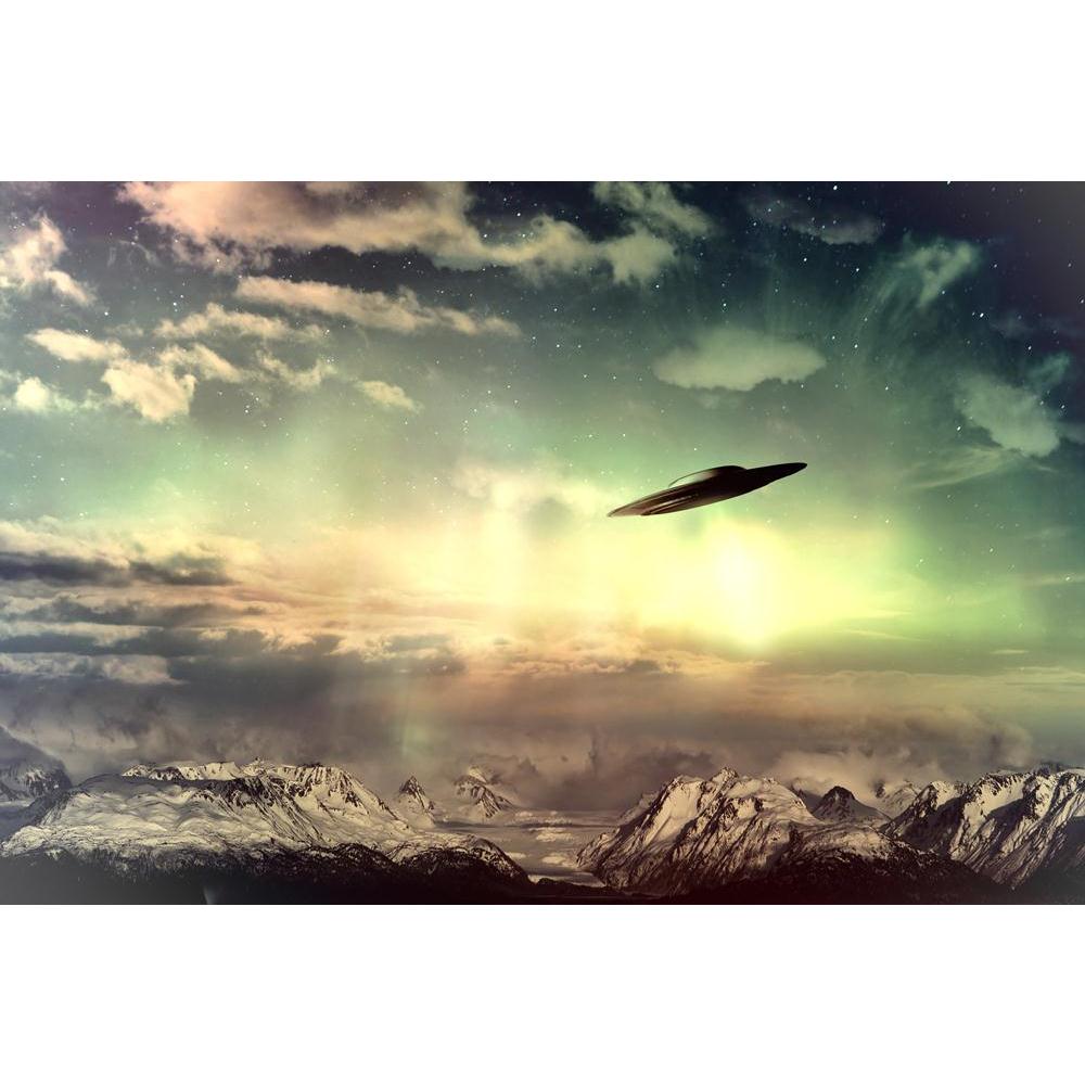 UFO In Surreal Sky Over Snowy Mountains Canvas Painting Synthetic Frame-Paintings MDF Framing-AFF_FR-IC 5002972 IC 5002972, Fantasy, Mountains, Science Fiction, Surrealism, ufo, in, surreal, sky, over, snowy, canvas, painting, synthetic, frame, spaceship, abduction, alaska, aliens, clouds, colorful, flying, saucer, glowing, green, invasion, light, pink, science, fiction, ship, snow, artzfolio, wall decor for living room, wall frames for living room, frames for living room, wall art, canvas painting, wall fr