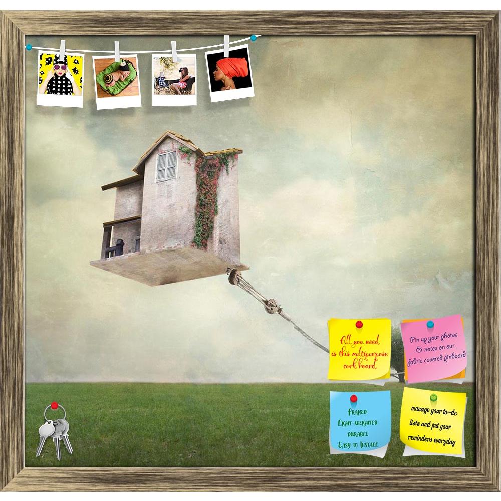 ArtzFolio House Floating In The Air Tied To A Rope To A Tree Printed Bulletin Board Notice Pin Board Soft Board | Framed-Bulletin Boards Framed-AZSAO24059944BLB_FR_L-Image Code 5002973 Vishnu Image Folio Pvt Ltd, IC 5002973, ArtzFolio, Bulletin Boards Framed, Conceptual, Vintage, Digital Art, house, floating, in, the, air, tied, to, a, rope, tree, printed, bulletin, board, notice, pin, soft, framed, artistic, image, representing, surreal, background, surrealistic, surrealism, home, exterior, grass, landscap