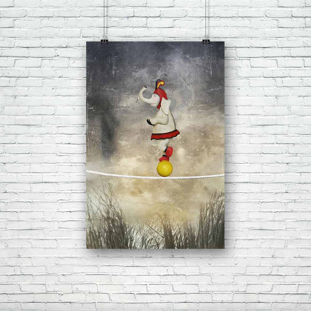 Female Elephant Dressed Circus Balancing On A Rope Unframed Paper Poster-Paper Posters Unframed-POS_UN-IC 5002975 IC 5002975, Ancient, Decorative, Education, Historical, Illustrations, Landscapes, Medieval, Scenic, Schools, Surrealism, Universities, Vintage, female, elephant, dressed, circus, balancing, on, a, rope, unframed, paper, poster, acrobat, artistic, background, balance, ball, beautiful, colorful, decoration, fun, funny, grass, illustration, illustrative, joyful, surreal, surrealistic, toy, unique,