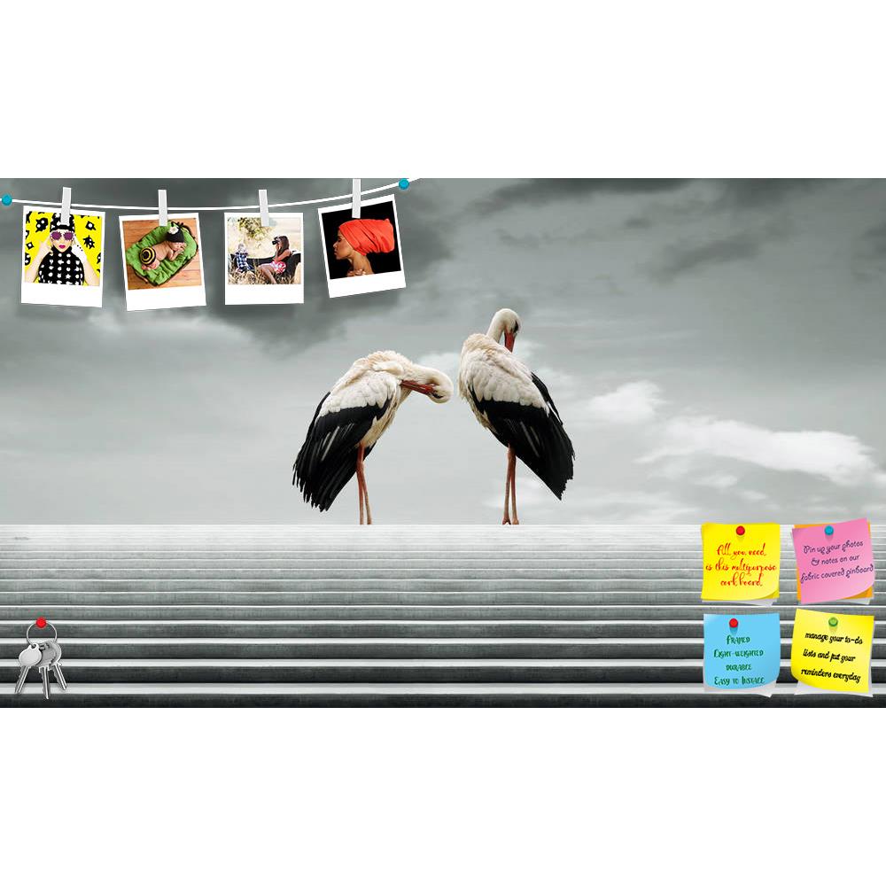 ArtzFolio Two Beautiful Waterfowl Printed Bulletin Board Notice Pin Board Soft Board | Frameless-Bulletin Boards Frameless-AZSAO24060785BLB_FL_L-Image Code 5002976 Vishnu Image Folio Pvt Ltd, IC 5002976, ArtzFolio, Bulletin Boards Frameless, Animals, Conceptual, Kids, Photography, two, beautiful, waterfowl, printed, bulletin, board, notice, pin, soft, frameless, positioned, above, stairway, cloudy, sky, black, white, bird, birds, wading, wonderful, long, beak, plumage, grey, gray, stairs, composition, profi