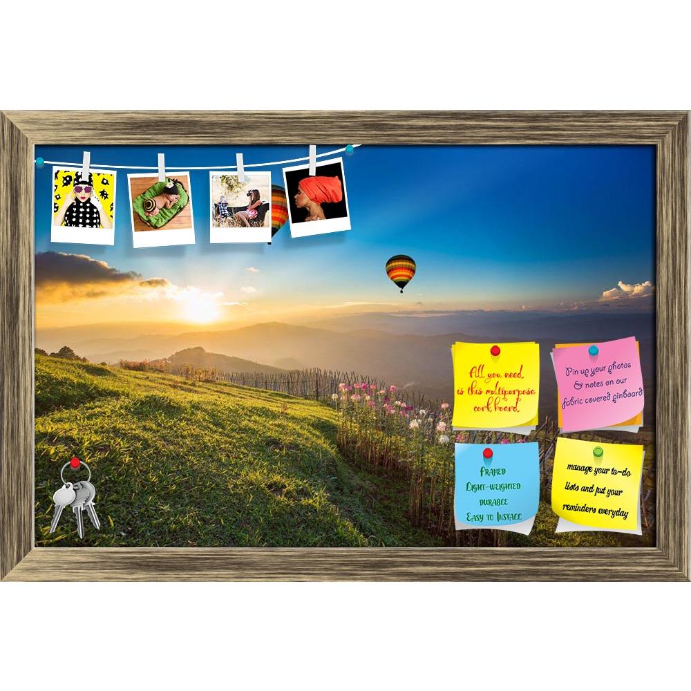 ArtzFolio Sunset Over Forest Mountain With Hot Air Balloon Printed Bulletin Board Notice Pin Board Soft Board | Framed-Bulletin Boards Framed-AZSAO24227747BLB_FR_L-Image Code 5002988 Vishnu Image Folio Pvt Ltd, IC 5002988, ArtzFolio, Bulletin Boards Framed, Landscapes, Photography, sunset, over, forest, mountain, with, hot, air, balloon, printed, bulletin, board, notice, pin, soft, framed, landscape, mountains, sunrise, sky, sun, nature, beautiful, summer, background, fantasy, color, dawn, morning, evening,