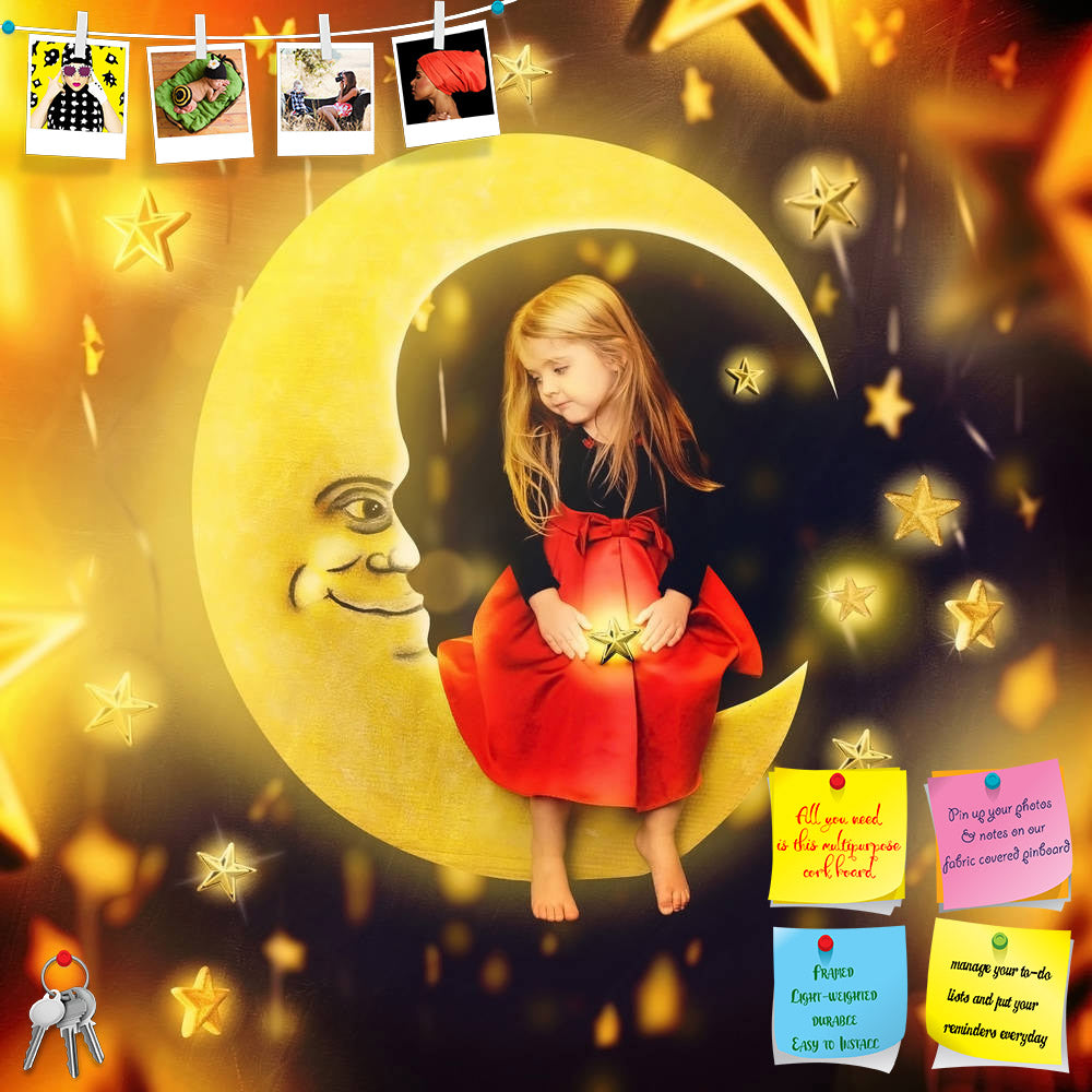 ArtzFolio Girl on a Bright Moon With Falling Stars Printed Bulletin Board Notice Pin Board Soft Board | Frameless-Bulletin Boards Frameless-AZSAO24236907BLB_FL_L-Image Code 5002990 Vishnu Image Folio Pvt Ltd, IC 5002990, ArtzFolio, Bulletin Boards Frameless, Conceptual, Kids, Photography, girl, on, a, bright, moon, with, falling, stars, printed, bulletin, board, notice, pin, soft, frameless, little, sitting, drawing, background, child, makign, wish, imagination, bedtime, concept, art, artistic, artwork, ast