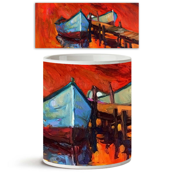 Artwork Of Boats & Jetty Ceramic Coffee Tea Mug Inside White-Coffee Mugs-MUG-IC 5003001 IC 5003001, Abstract Expressionism, Abstracts, Art and Paintings, Automobiles, Boats, Drawing, Illustrations, Impressionism, Landscapes, Modern Art, Nature, Nautical, Paintings, Scenic, Semi Abstract, Sketches, Sunsets, Transportation, Travel, Vehicles, Watercolour, artwork, of, jetty, ceramic, coffee, tea, mug, inside, white, abstract, acrylic, art, artist, artistic, backdrop, beach, blue, boat, bright, canvas, color, c