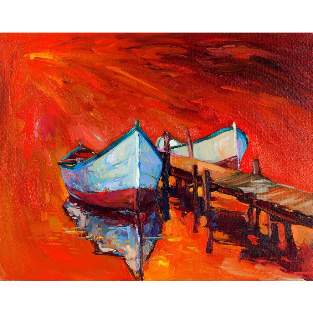 Artwork Of Boats & Jetty Canvas Painting Synthetic Frame-Paintings MDF Framing-AFF_FR-IC 5003001 IC 5003001, Abstract Expressionism, Abstracts, Art and Paintings, Automobiles, Boats, Drawing, Illustrations, Impressionism, Landscapes, Modern Art, Nature, Nautical, Paintings, Scenic, Semi Abstract, Sketches, Sunsets, Transportation, Travel, Vehicles, Watercolour, artwork, of, jetty, canvas, painting, synthetic, frame, abstract, acrylic, art, artist, artistic, backdrop, beach, blue, boat, bright, color, compos