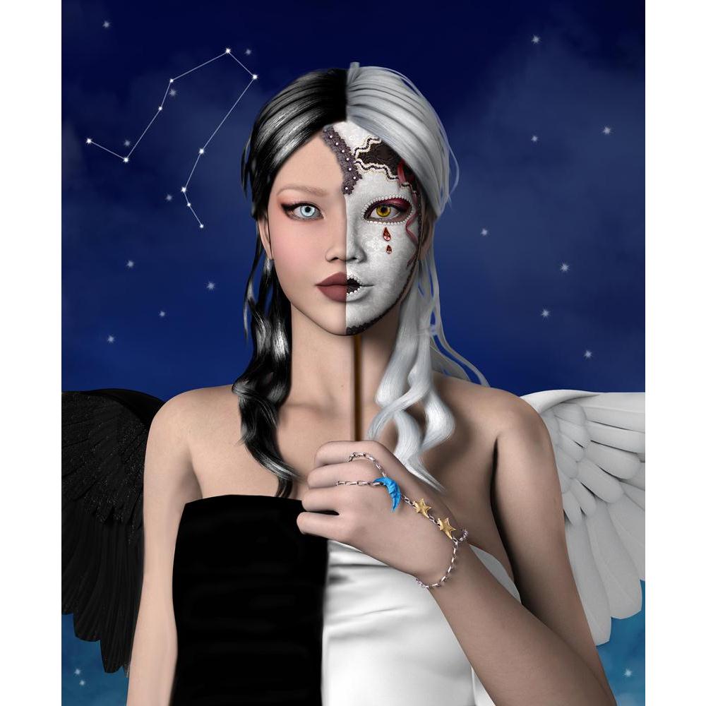 Zodiac Series Gemini Canvas Painting Synthetic Frame-Paintings MDF Framing-AFF_FR-IC 5003049 IC 5003049, Art and Paintings, Astrology, Birthday, Black, Black and White, Digital, Digital Art, Drawing, Fashion, Graphic, Horoscope, Illustrations, Individuals, People, Portraits, Signs, Signs and Symbols, Sun Signs, Symbols, White, Zodiac, series, gemini, canvas, painting, synthetic, frame, air, angel, art, artistic, beautiful, beauty, camouflage, carnival, character, constellations, creative, demon, design, div