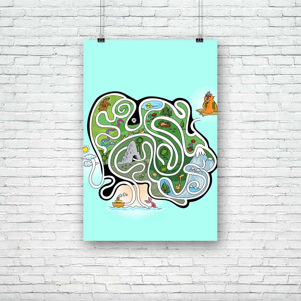 Maze Game For Kids Unframed Paper Poster-Paper Posters Unframed-POS_UN-IC 5003057 IC 5003057, Abstract Expressionism, Abstracts, Animals, Animated Cartoons, Art and Paintings, Baby, Black and White, Boats, Caricature, Cartoons, Children, Comedy, Education, Entertainment, Humor, Humour, Illustrations, Kids, Maps, Mermaid, Mountains, Nautical, Pets, Schools, Semi Abstract, Signs, Signs and Symbols, Sports, Universities, White, maze, game, for, unframed, paper, poster, treasure, map, abstract, activity, amusem