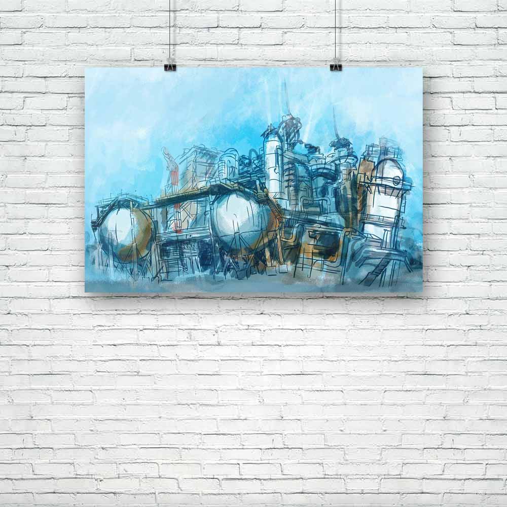 Industrial Buildings Of Plant Or Factory Unframed Paper Poster-Paper Posters Unframed-POS_UN-IC 5003061 IC 5003061, Architecture, Art and Paintings, Black and White, Business, Cities, City Views, Digital, Digital Art, Drawing, Graphic, Hand Drawn, Illustrations, Landmarks, Landscapes, Modern Art, Nature, Paintings, Places, Scenic, Science Fiction, Signs, Signs and Symbols, Sketches, Urban, Watercolour, White, Metallic, industrial, buildings, of, plant, or, factory, unframed, paper, poster, art, big, blue, b
