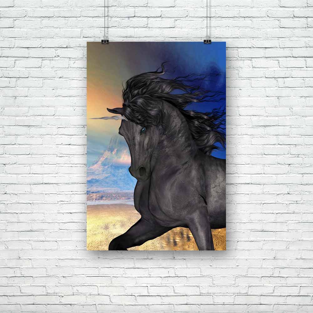 Black Buck Unicorn Unframed Paper Poster-Paper Posters Unframed-POS_UN-IC 5003073 IC 5003073, Animals, Black, Black and White, Fantasy, Illustrations, buck, unicorn, unframed, paper, poster, animal, beast, brute, charger, creature, doe, equine, fable, fairytale, fawn, filly, foal, folklore, forest, trees, herd, horn, horse, horsepower, illustration, image, livestock, magic, magical, mammal, mare, mount, myth, mythology, picture, stag, stallion, steed, tale, wild, artzfolio, posters, wall posters, posters fo