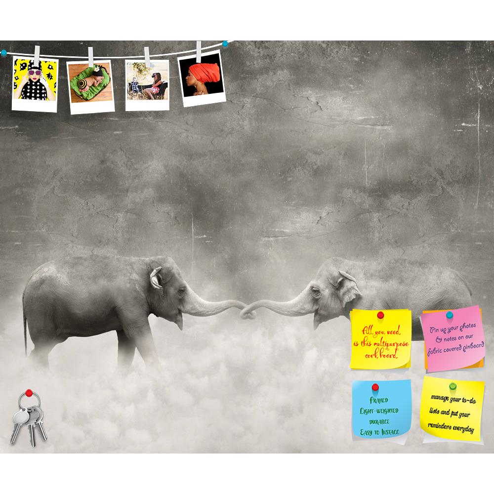 ArtzFolio Elephants With Their Trunks Like Lovers Printed Bulletin Board Notice Pin Board Soft Board | Frameless-Bulletin Boards Frameless-AZSAO24693431BLB_FL_L-Image Code 5003079 Vishnu Image Folio Pvt Ltd, IC 5003079, ArtzFolio, Bulletin Boards Frameless, Animals, Conceptual, Kids, Digital Art, elephants, with, their, trunks, like, lovers, printed, bulletin, board, notice, pin, soft, frameless, couple, who, keeps, black, white, surreal, background, elephant, two, mammal, animal, wild, cloud, texture, vint
