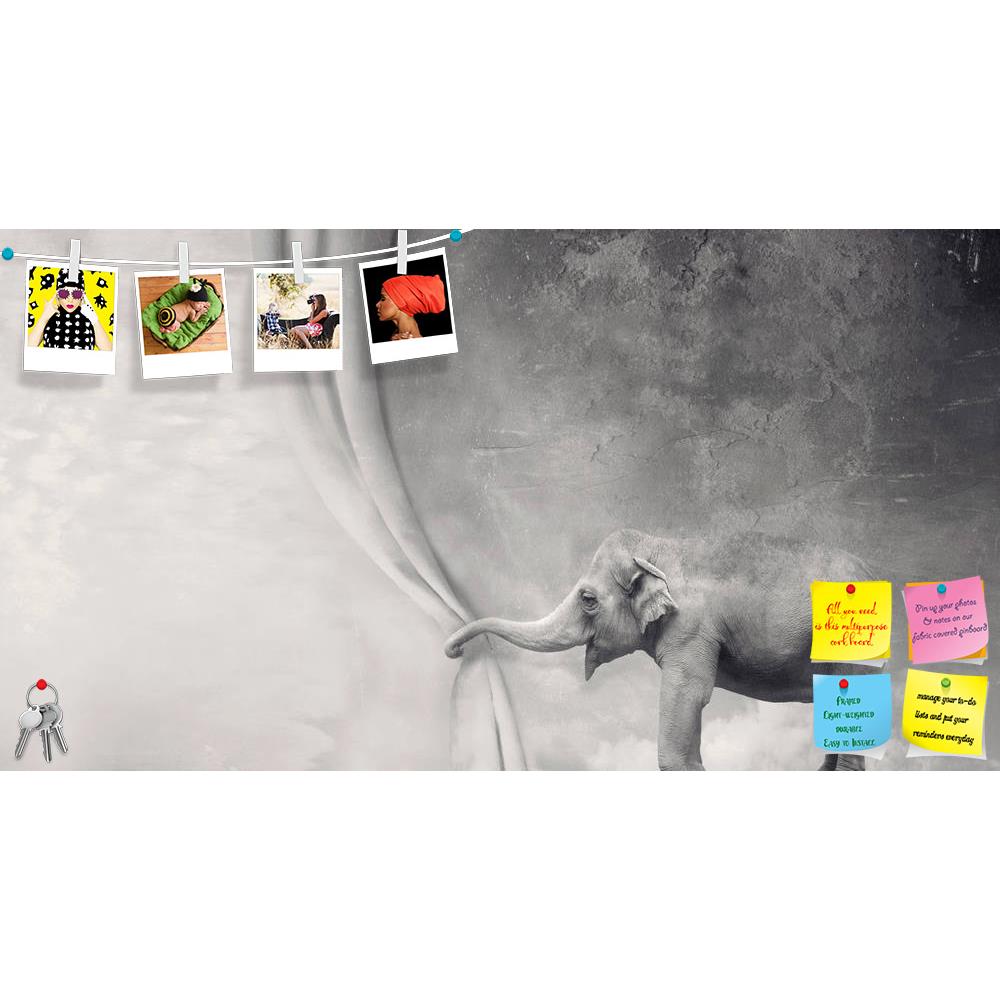 ArtzFolio Elephant That Opens A Curtain With Its Trunk Printed Bulletin Board Notice Pin Board Soft Board | Frameless-Bulletin Boards Frameless-AZSAO24693433BLB_FL_L-Image Code 5003080 Vishnu Image Folio Pvt Ltd, IC 5003080, ArtzFolio, Bulletin Boards Frameless, Animals, Conceptual, Kids, Digital Art, elephant, that, opens, a, curtain, with, its, trunk, printed, bulletin, board, notice, pin, soft, frameless, beautiful, surreal, black, white, mammal, pachyderm, animal, funny, grey, gray, horizontal, opened, 