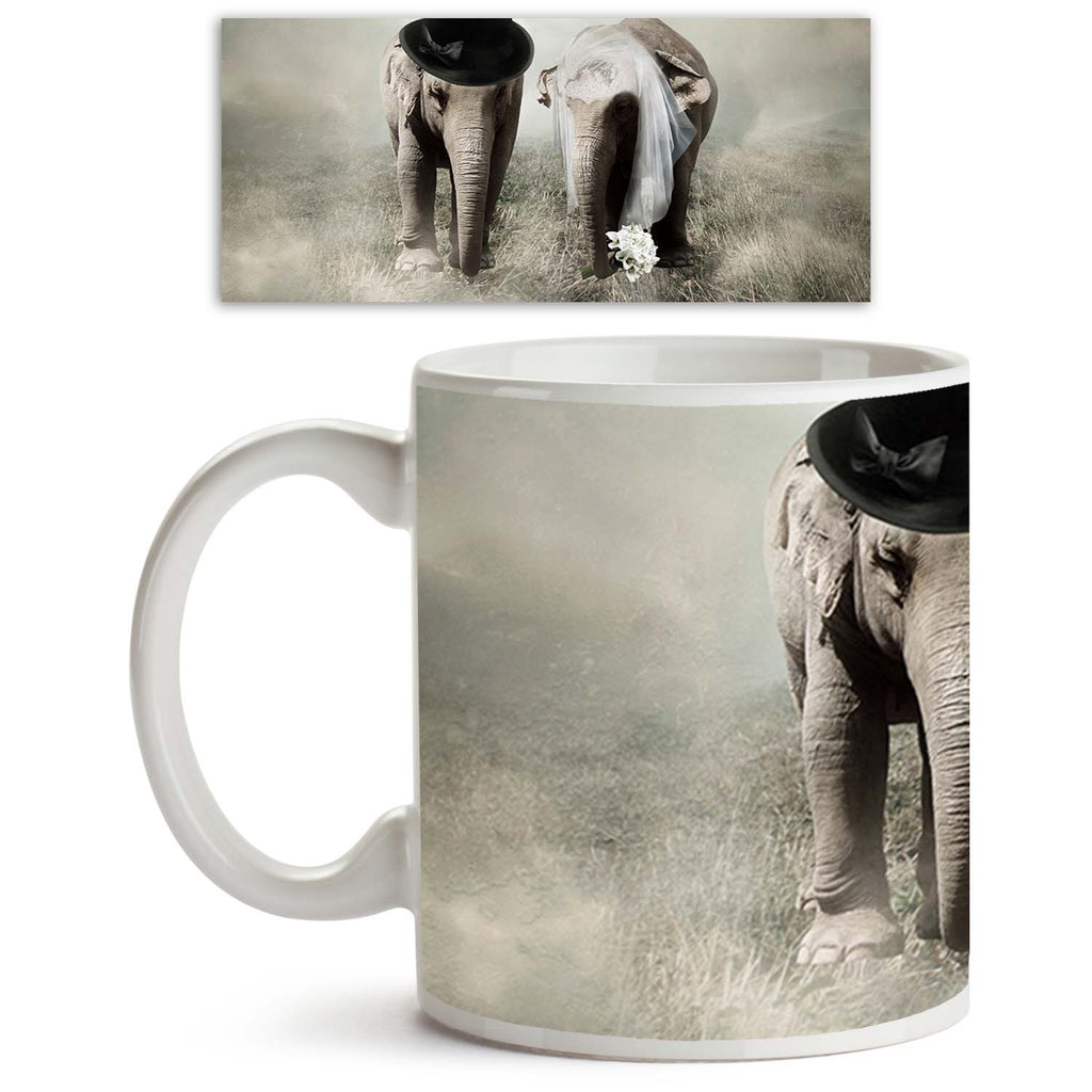 Elephant Getting Married In Twenties Style Ceramic Coffee Tea Mug Inside White-Coffee Mugs-MUG-IC 5003081 IC 5003081, Ancient, Animals, Art and Paintings, Collages, Conceptual, Fantasy, Historical, Illustrations, Landscapes, Love, Medieval, Realism, Romance, Scenic, Surrealism, Vintage, Wedding, elephant, getting, married, in, twenties, style, ceramic, coffee, tea, mug, inside, white, street, art, animal, artistic, background, beautiful, bouquet, clod, collage, composition, concept, couple, creativity, cyli