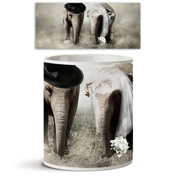 Elephant Getting Married In Twenties Style Ceramic Coffee Tea Mug Inside White-Coffee Mugs-MUG-IC 5003081 IC 5003081, Ancient, Animals, Art and Paintings, Collages, Conceptual, Fantasy, Historical, Illustrations, Landscapes, Love, Medieval, Realism, Romance, Scenic, Surrealism, Vintage, Wedding, elephant, getting, married, in, twenties, style, ceramic, coffee, tea, mug, inside, white, street, art, animal, artistic, background, beautiful, bouquet, clod, collage, composition, concept, couple, creativity, cyli