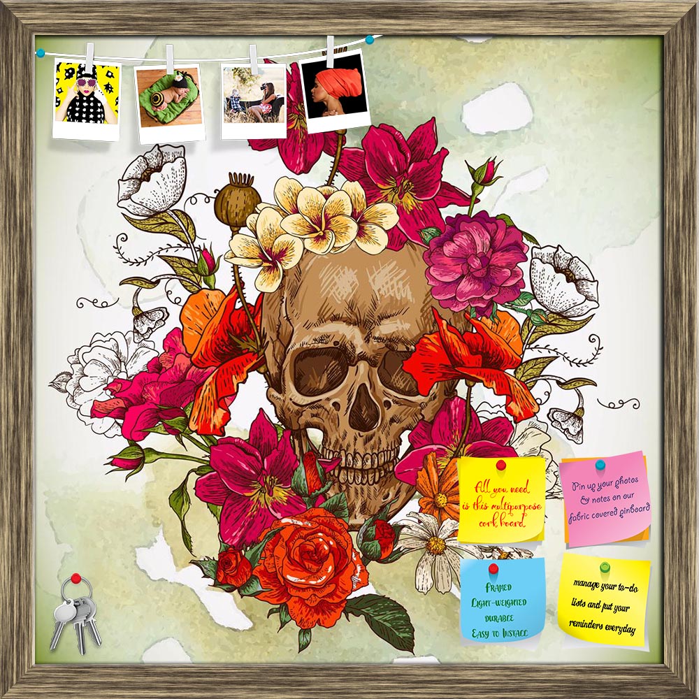 ArtzFolio Skull & Flowers Printed Bulletin Board Notice Pin Board Soft Board | Framed-Bulletin Boards Framed-AZSAO24697619BLB_FR_L-Image Code 5003086 Vishnu Image Folio Pvt Ltd, IC 5003086, ArtzFolio, Bulletin Boards Framed, Kids, Digital Art, skull, flowers, printed, bulletin, board, notice, pin, soft, framed, day, dead, pin up board, push pin board, extra large cork board, big pin board, notice board, small bulletin board, cork board, wall notice board, giant cork board, bulletin board, office notice boar