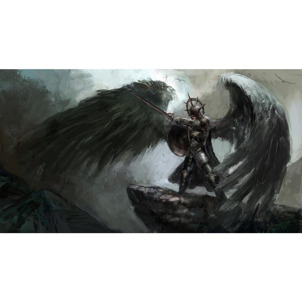 Fallen Angel Canvas Painting Synthetic Frame-Paintings MDF Framing-AFF_FR-IC 5003087 IC 5003087, Art and Paintings, Fantasy, Illustrations, fallen, angel, canvas, painting, synthetic, frame, angels, art, raven, of, death, knight, dark, armor, arousal, blind, curse, damn, devil, doom, evil, feathers, helm, illustration, monster, satan, sword, winds, artzfolio, wall decor for living room, wall frames for living room, frames for living room, wall art, canvas painting, wall frame, scenery, panting, paintings fo