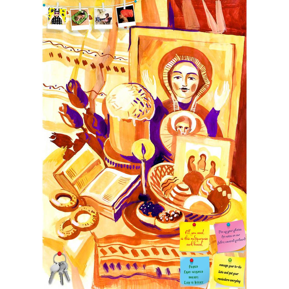 ArtzFolio Easter Still Life With An Icon Printed Bulletin Board Notice Pin Board Soft Board | Frameless-Bulletin Boards Frameless-AZSAO24709395BLB_FL_L-Image Code 5003090 Vishnu Image Folio Pvt Ltd, IC 5003090, ArtzFolio, Bulletin Boards Frameless, Religious, Fine Art Reprint, easter, still, life, with, an, icon, printed, bulletin, board, notice, pin, soft, frameless, hand-drawn, gouache, abstract, abstraction, artistic, beauty, bible, brush, brush-stroke, candle, color, colorful, decorative, drapery, drawi