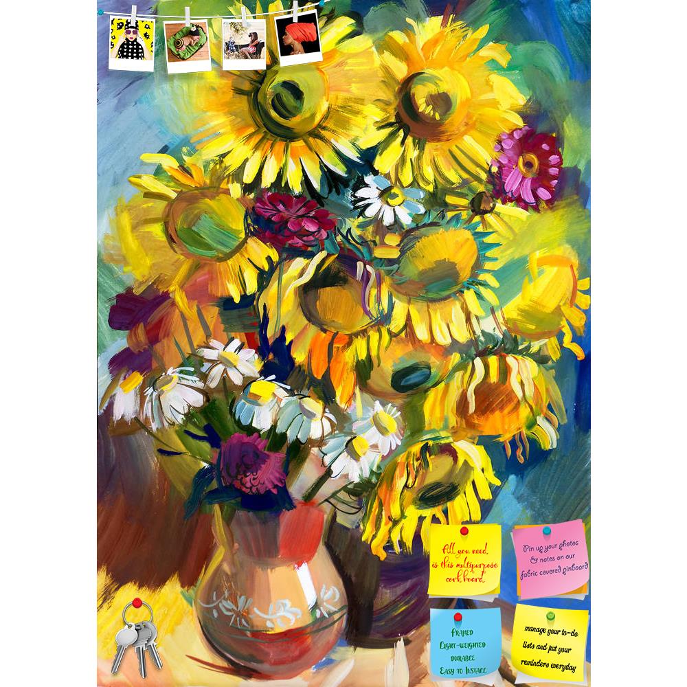 ArtzFolio Sunflower D6 Printed Bulletin Board Notice Pin Board Soft Board | Frameless-Bulletin Boards Frameless-AZSAO24723171BLB_FL_L-Image Code 5003093 Vishnu Image Folio Pvt Ltd, IC 5003093, ArtzFolio, Bulletin Boards Frameless, Floral, Still Life, Fine Art Reprint, sunflower, d6, printed, bulletin, board, notice, pin, soft, frameless, still, life, bouquet, flowers, hand-drawn, gouache, abstract, abstraction, artistic, background, beauty, brush, brush-stroke, chamomile, color, colorful, crock, drawing, dr