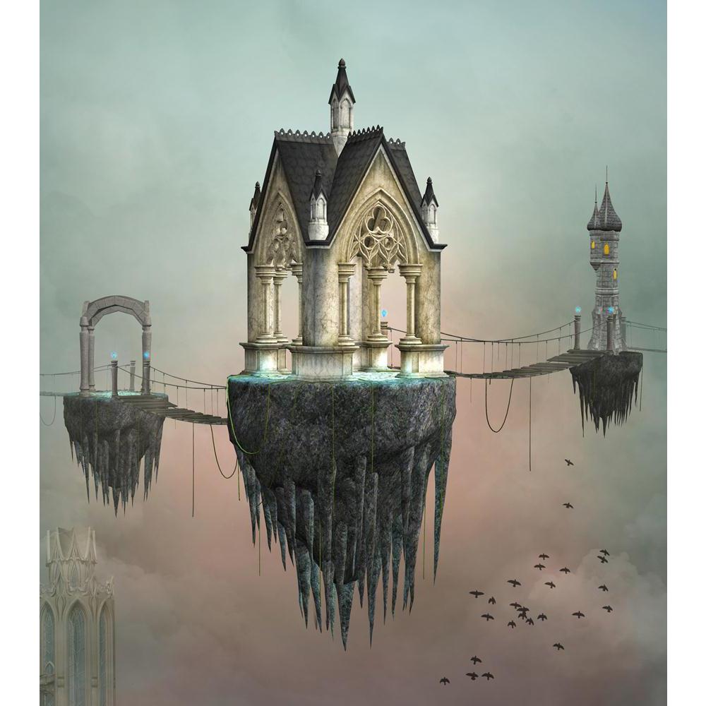 Fantasy Village Canvas Painting Synthetic Frame-Paintings MDF Framing-AFF_FR-IC 5003097 IC 5003097, Ancient, Architecture, Art and Paintings, Birds, Fantasy, Gothic, Historical, Illustrations, Landscapes, Medieval, Scenic, Surrealism, Vintage, village, canvas, painting, synthetic, frame, action, arc, art, beautiful, bizarre, bridge, building, clouds, columns, doorway, elf, fairy, tale, fairytale, fly, home, house, illustration, imagination, landscape, magic, magician, palace, platform, rock, roof, ruin, sky