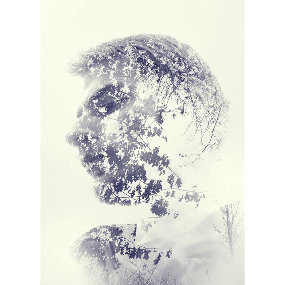 Man's Face Staring & Pondering In Wonder Canvas Painting Synthetic Frame-Paintings MDF Framing-AFF_FR-IC 5003105 IC 5003105, Abstract Expressionism, Abstracts, Black and White, Botanical, Conceptual, Floral, Flowers, Individuals, Nature, Portraits, Scenic, Semi Abstract, Spiritual, White, man's, face, staring, pondering, in, wonder, canvas, painting, synthetic, frame, abstract, artistic, branches, calm, creative, double, exposure, eco, effect, environment, head, human, isolated, leafs, leaves, male, man, me