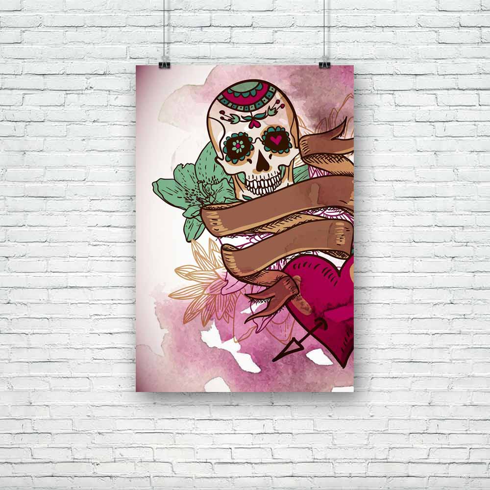 Skull, Hearts & Flowers Unframed Paper Poster-Paper Posters Unframed-POS_UN-IC 5003175 IC 5003175, Ancient, Art and Paintings, Botanical, Decorative, Digital, Digital Art, Drawing, Floral, Flowers, Gothic, Graphic, Hearts, Historical, Holidays, Illustrations, Love, Medieval, Mexican, Nature, Patterns, Retro, Romance, Signs, Signs and Symbols, Symbols, Vintage, skull, unframed, paper, poster, art, backdrop, background, celebration, dark, day, dead, death, decoration, design, flower, halloween, heart, holiday